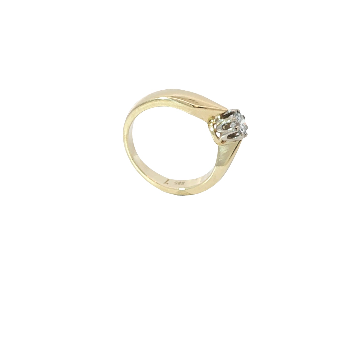Solitärring Bicolor 585 / 14 Karat Brill. Nr. 6541