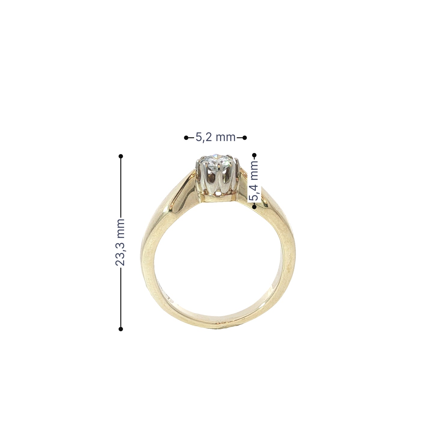 Solitärring Bicolor 585 / 14 Karat Brill. Nr. 6541