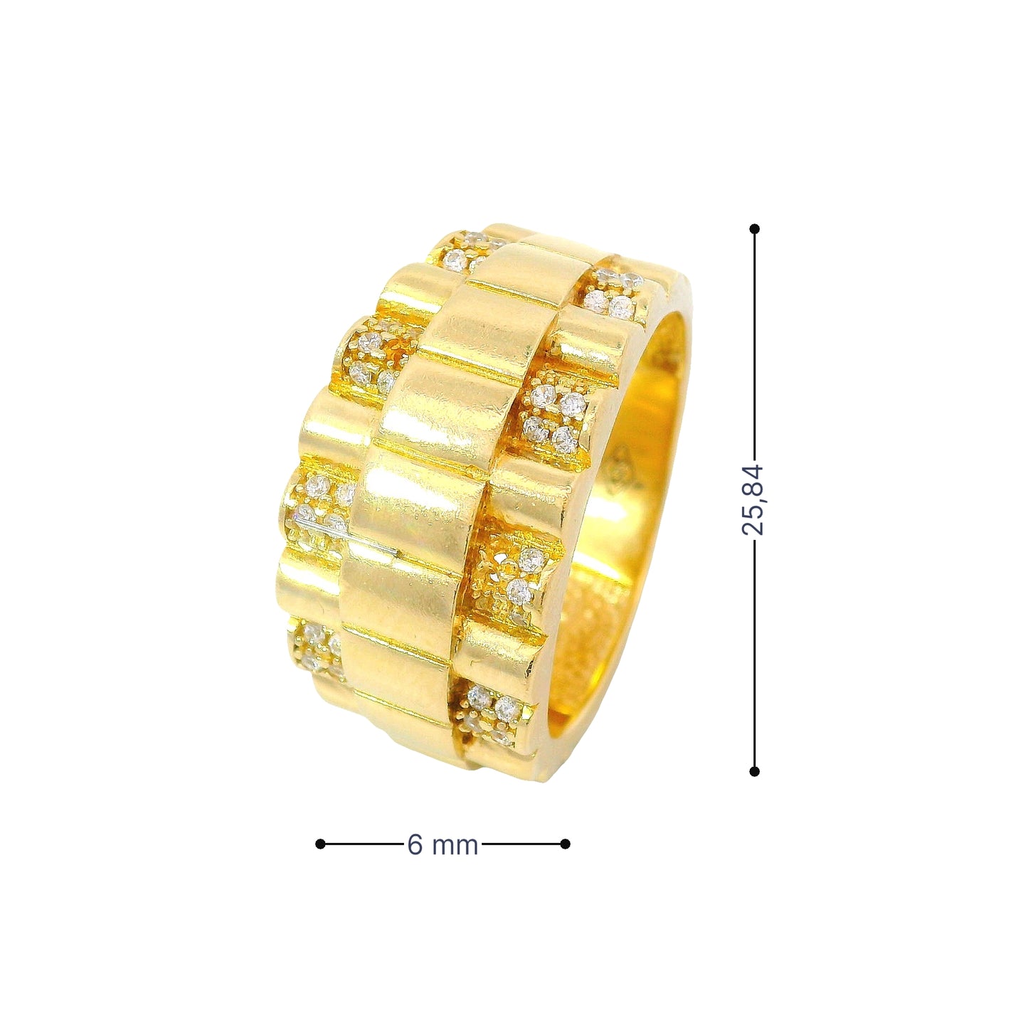 Ring Gelbgold 585 / 14 Karat mit weißen Steinen Gr. 65 Nr. 6766