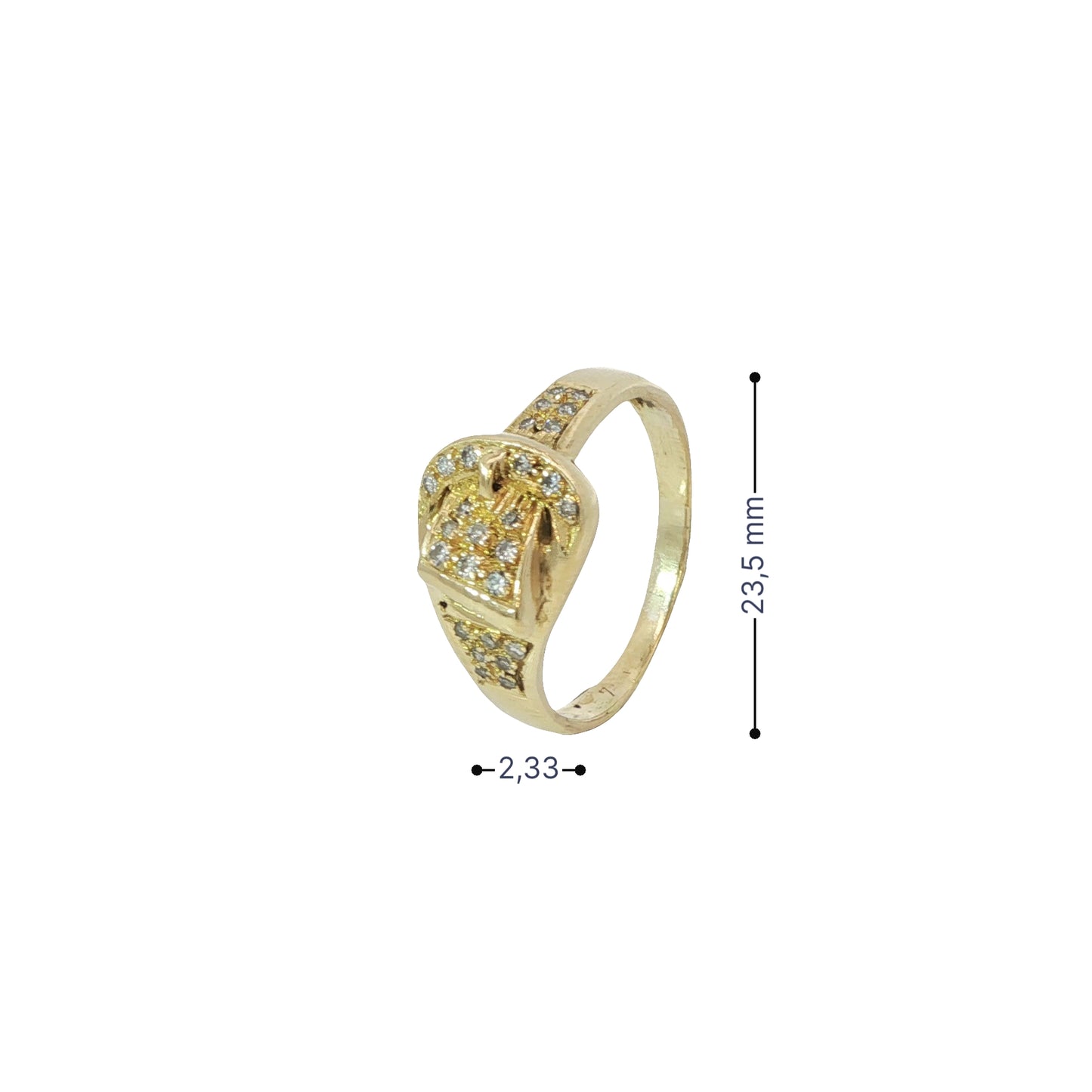 Ring Schnalle Gelbgold 585 / 14Karat mit Diamanten Gr. 57 Nr. 6874
