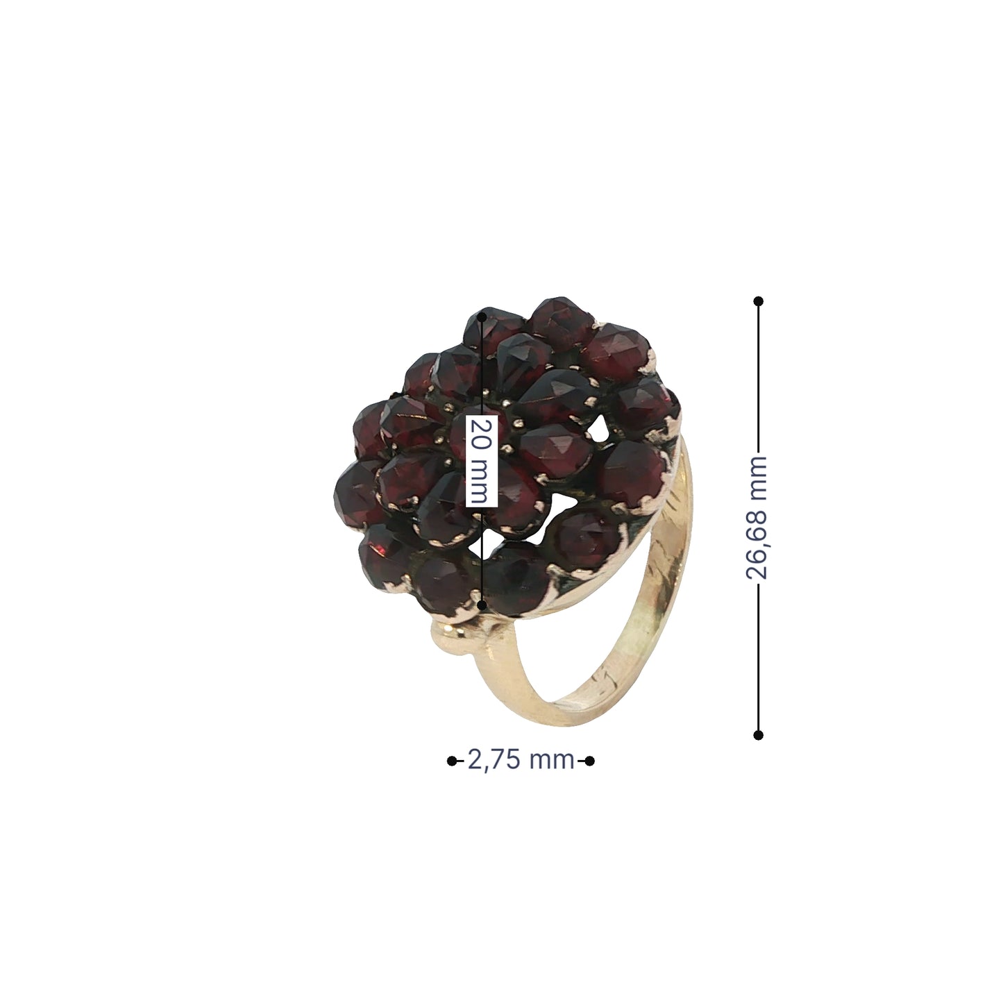 Ring Gelbgold 585 7 14 Karat mit Granat Gr. 59 Nr. 6875