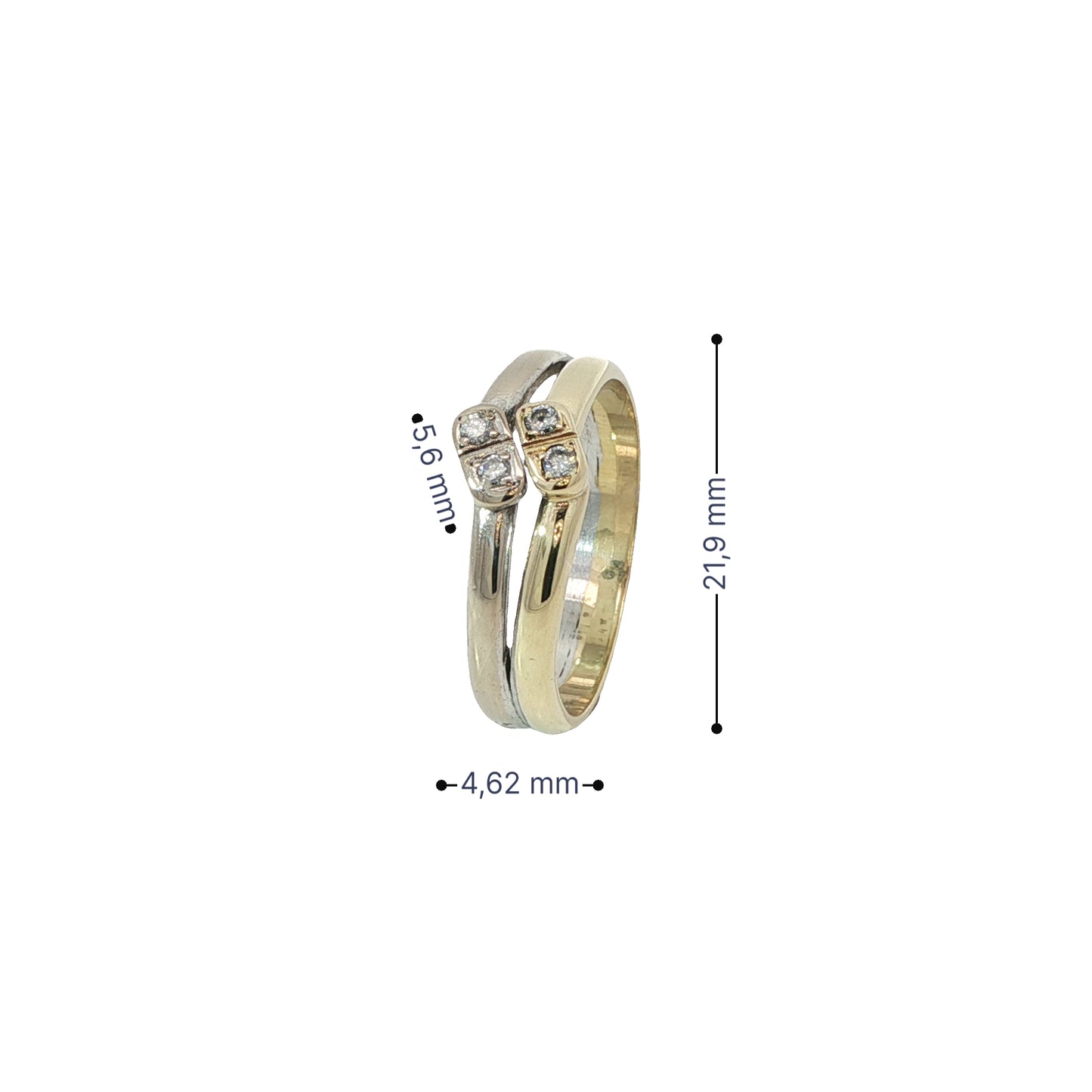 Ring Bicolor 585 / 14 Karat mit Brill. 0,08 ct Gr. 57 Nr. 6877