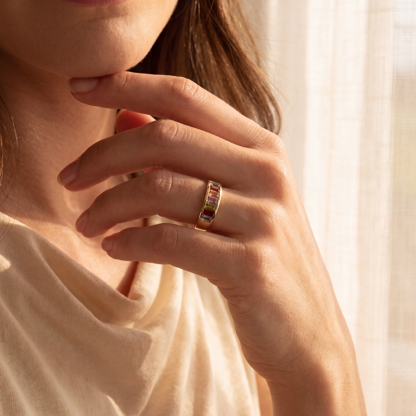 Ring Gelbgold 585 / 14 Karat mit Farbsteinen Gr. 63 Nr. 7195