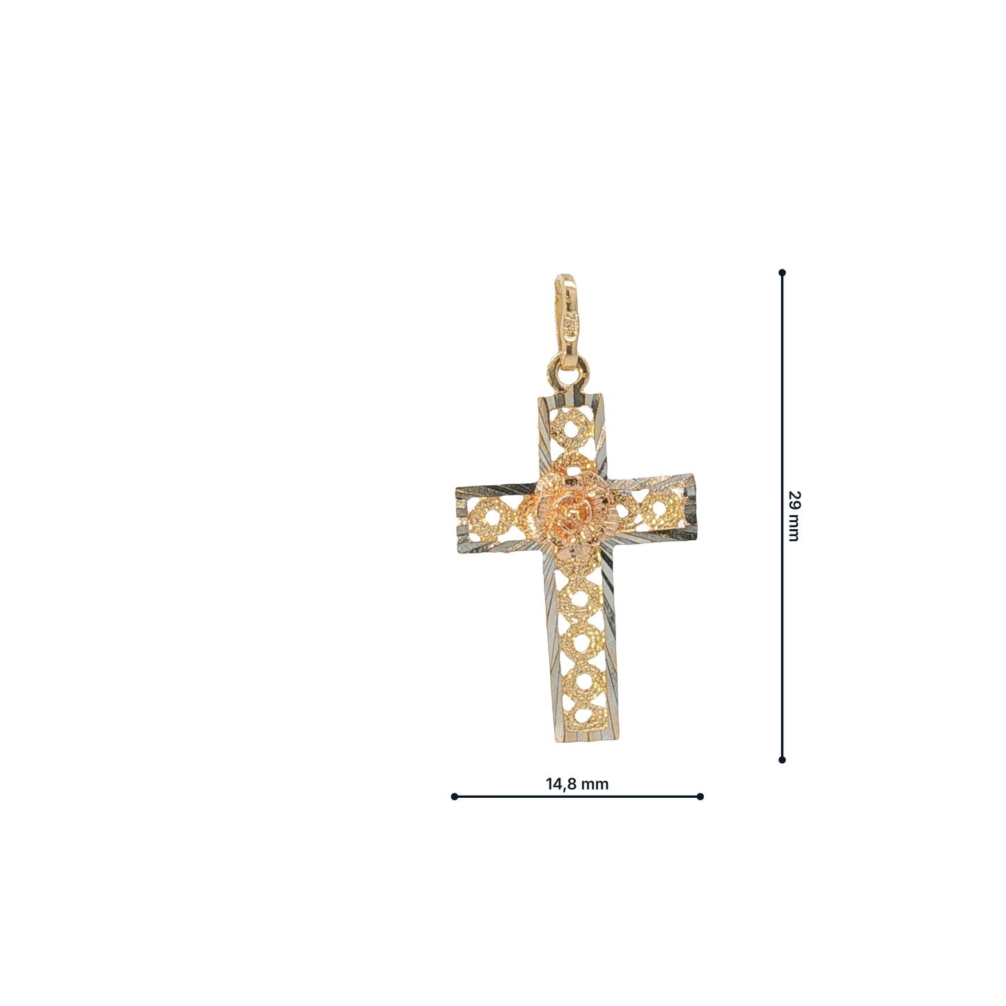 Anhänger "Kreuz" Bicolor 750 / 18 Karat L: 29 mm Nr. 7205