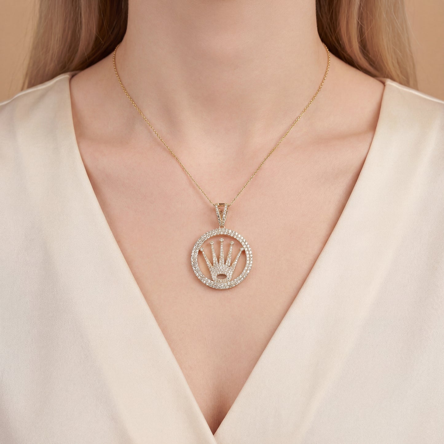 Anhänger Krone Gelbgold 585 / 14 Karat L: 42 mm Nr. 6906