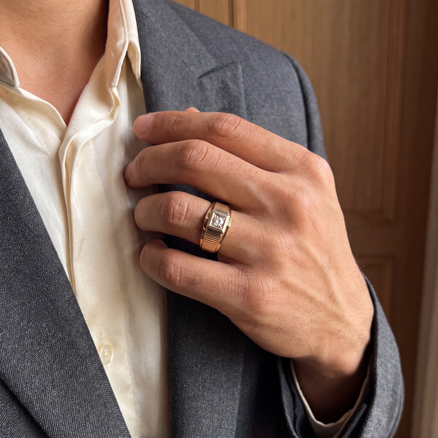 Ring Herren Bicolor 585 / 14 Karat Gr. 66 Nr. 6973