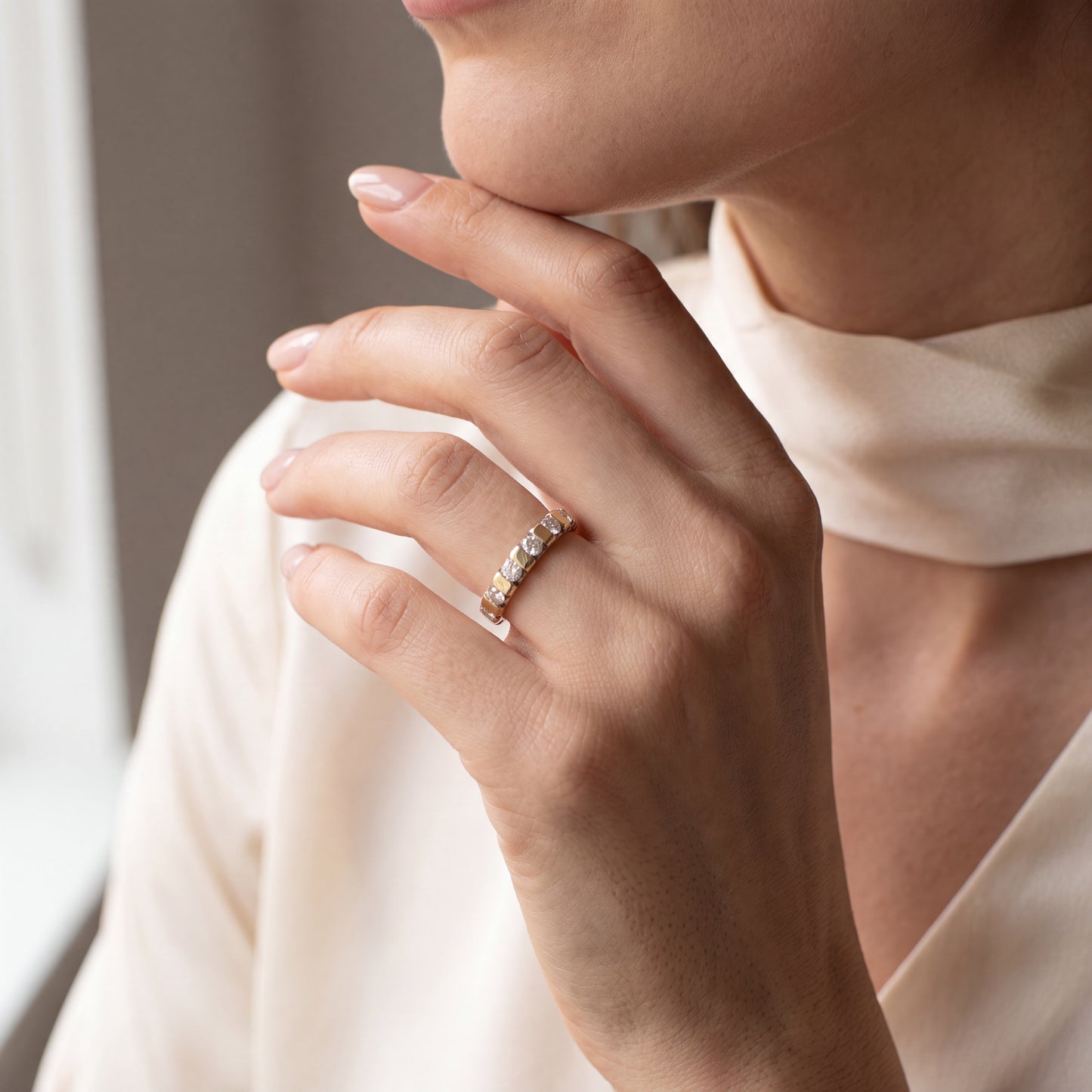 Ring Bicolor 750 / 18 Karat mit Brill. Gr. 52,5 Nr. 7093
