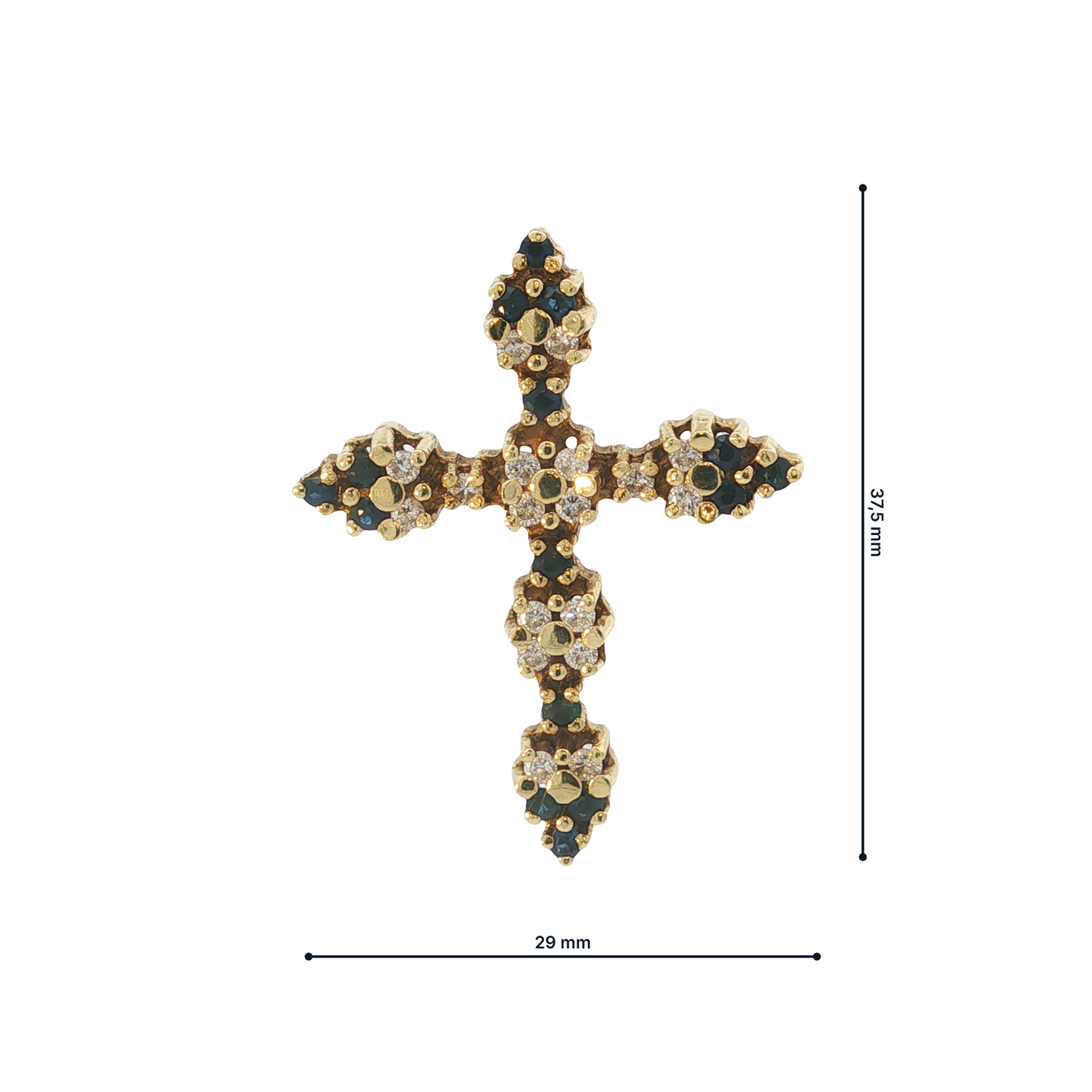 Kreuzanhänger Gelbgold 585 / 14 Karat mit Brill. L: 37,5 mm Nr. 7086