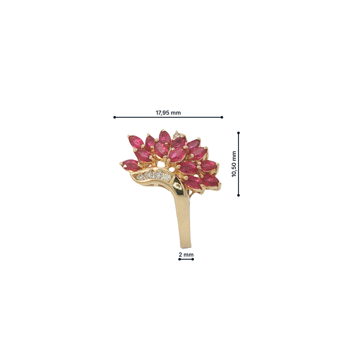 Ring Gelbgold 750 / 18 Karat mit Rubinen und Brill. Gr. 52 Nr. 6980