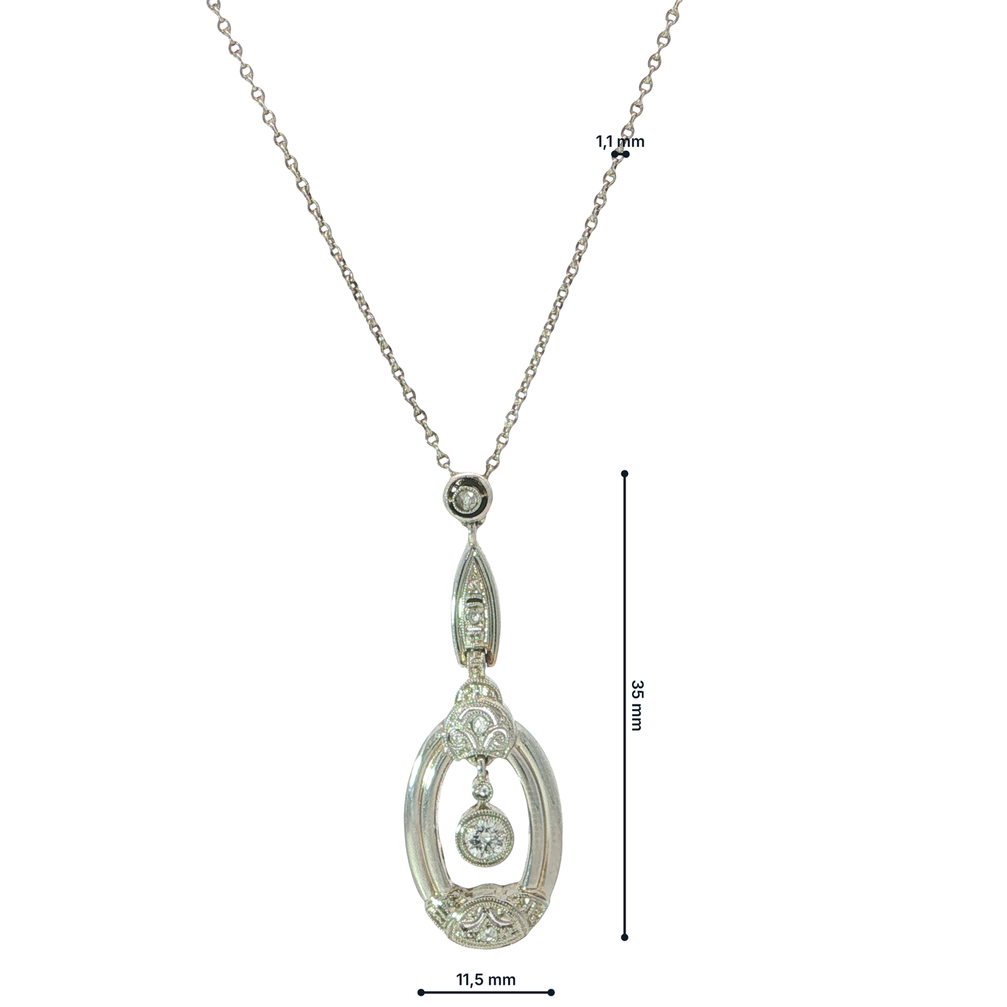 Kette mit Anhänger "Art-Déco" Weißgold 585 / 14 Karat L: 44 cm Nr. 7216