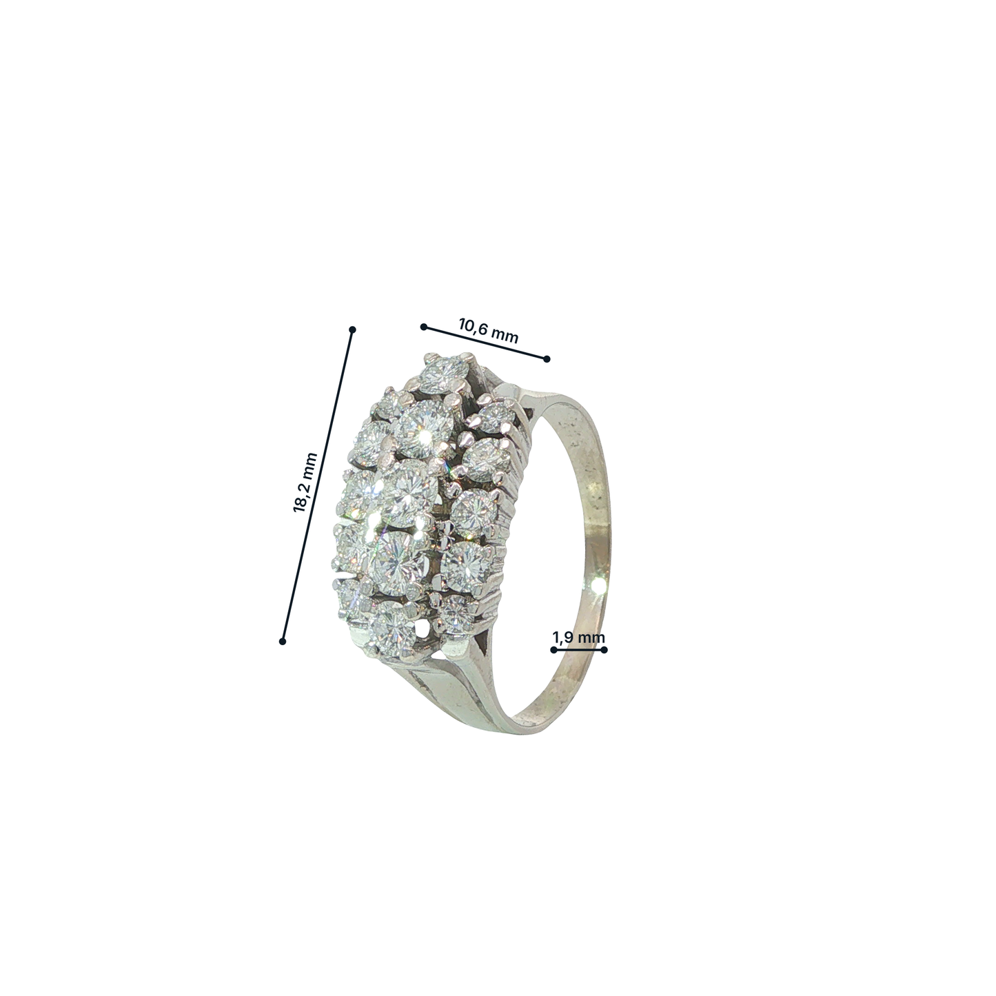Ring Weißgold 585 / 14 Karat mit Brill. 1,5 ct W-Vvsi Gr. 63 Nr. 6976