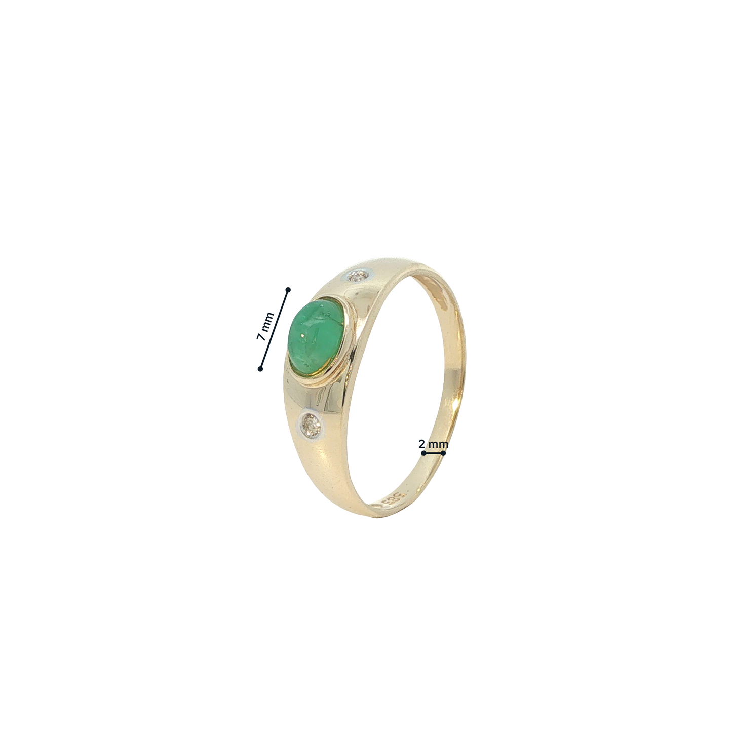 Ring Gelbgold 585 / 14 Karat mit Brill. und Smaragd Gr. 59 Nr. 6803