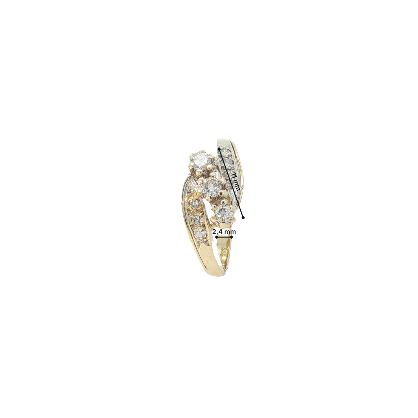 Ring Gelbgold 585 / 14 Karat mit Brill. und Dia. Gr. 53 Nr. 7180