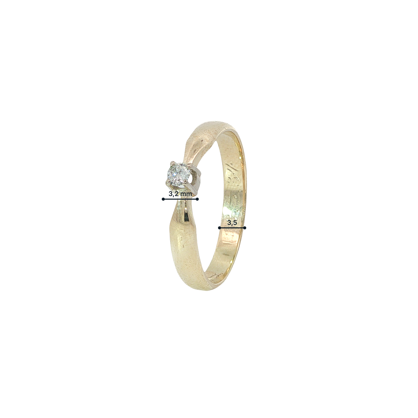 Solitärring Bicolor 333 / 8 Karat mit Brill. 0,1 ct Gr. 63 Nr.6897