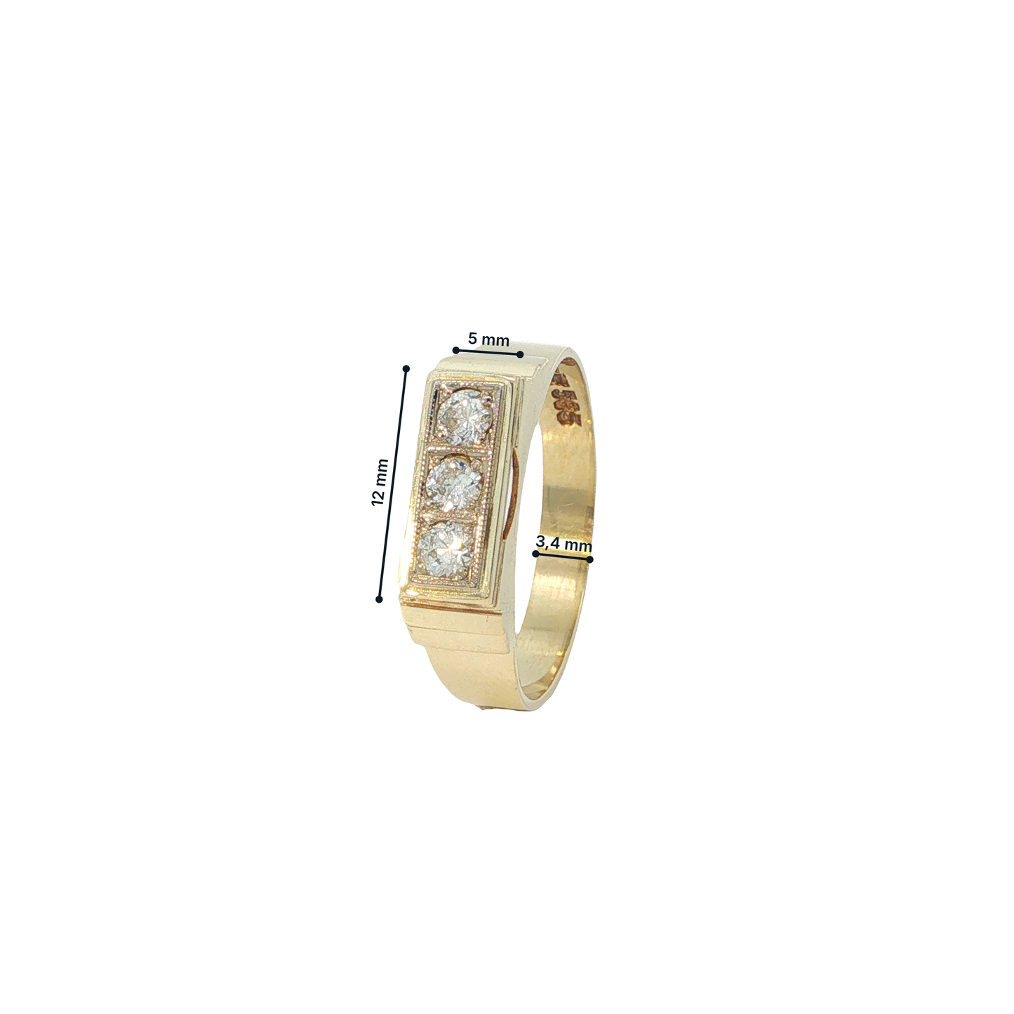 Ring Herren Gelbgold 585 / 14 Karat mit Brill. Gr. 60 Nr. 7070