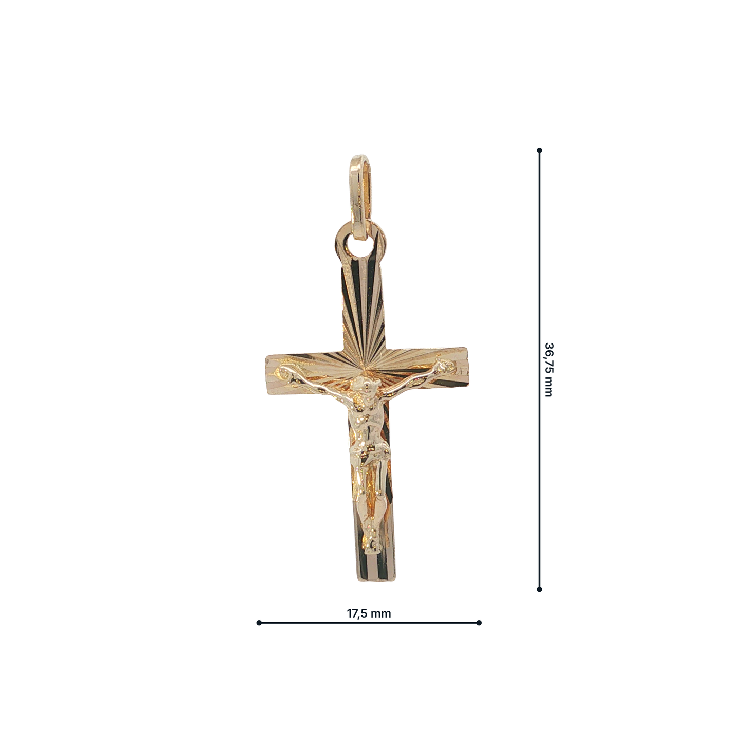 Anhänger "Kreuz Jesus" Gelbgold 585 / 14 Karat L: 36,75 Nr. 7156