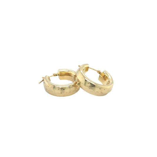 Ohrringe Gold 585 / 14k Creolen schlicht Muster Damen Nr. 5243