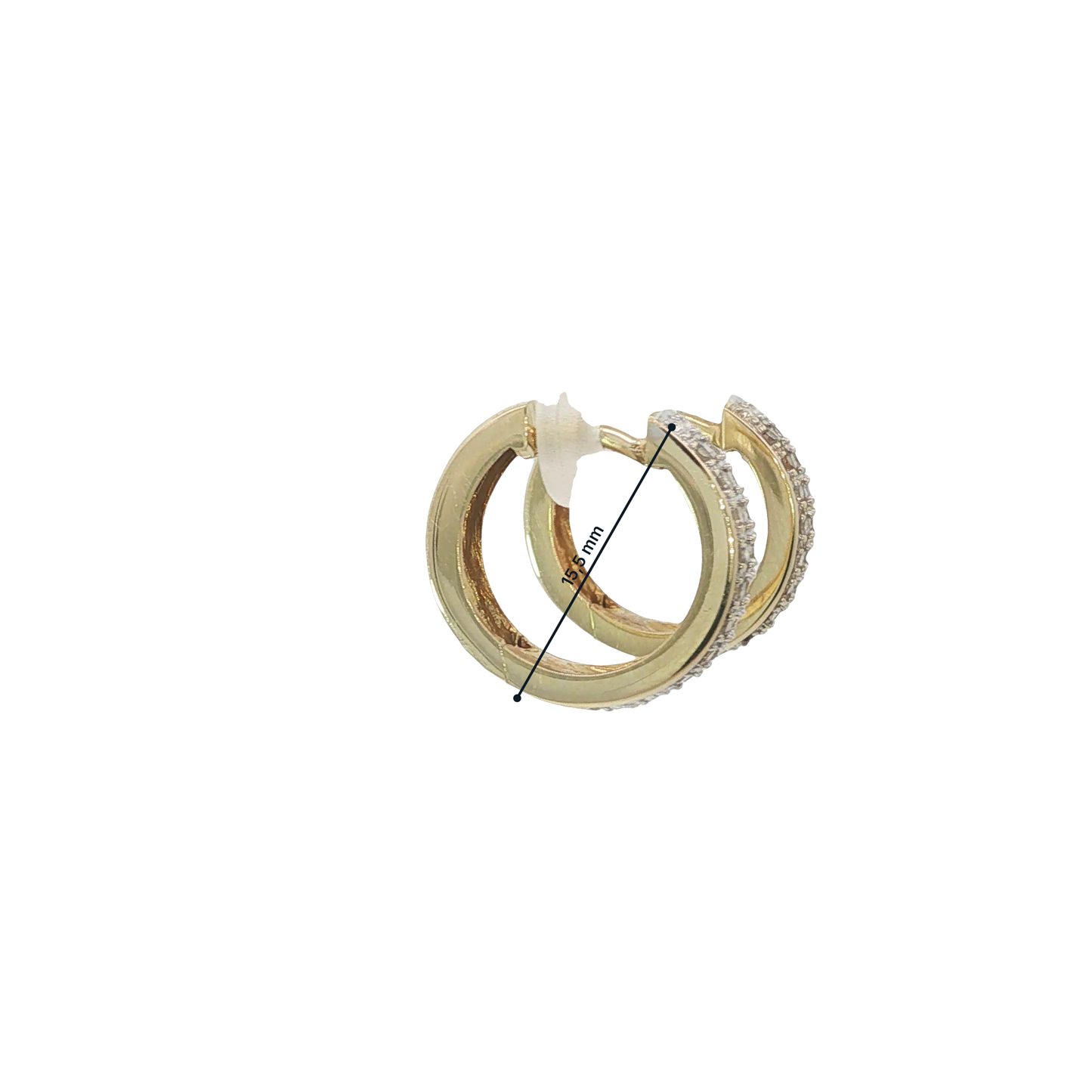 P. Creolen Bicolor 585 / 14 Karat mit Brillanten 15,5 mm Nr. 7113