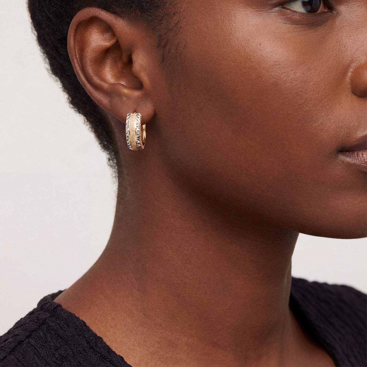 P. Creolen Bicolor 585 / 14 Karat 16 mm Nr. 6922