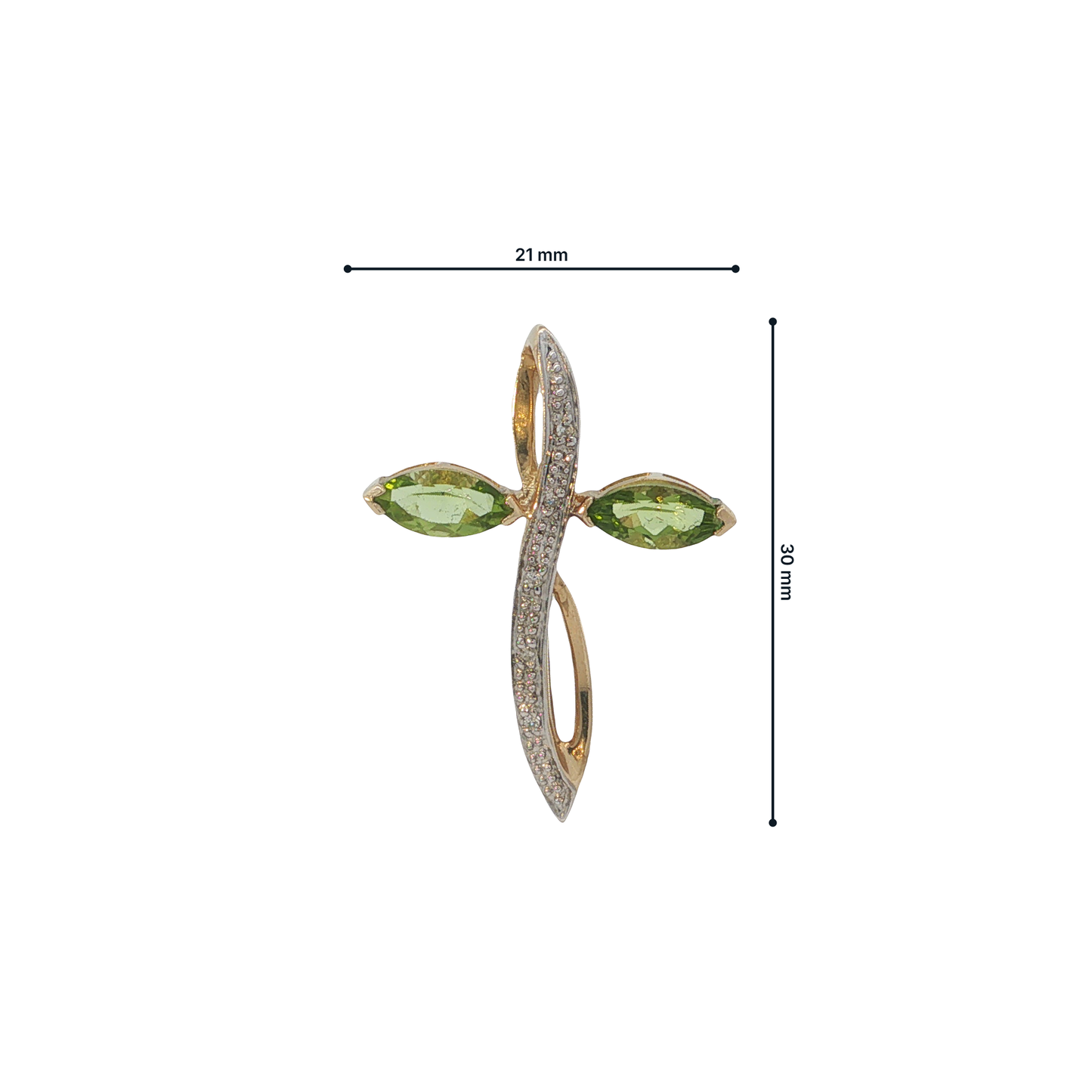 Anhänger "Kreuz" Bicolor 333 / 8 Karat mit Brill. L: 30 mm Nr. 7139