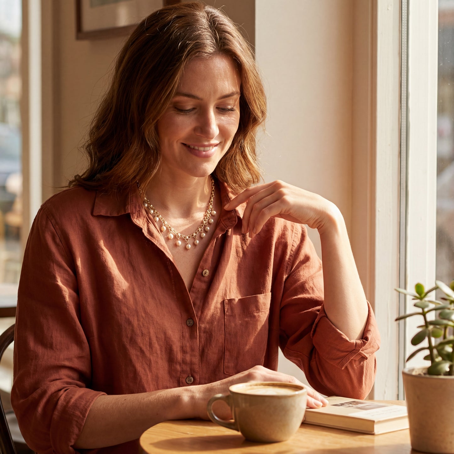 Goldkette Gelbgold 585 / 14 Karat mit Perlen L: 43 cm Nr. 6870