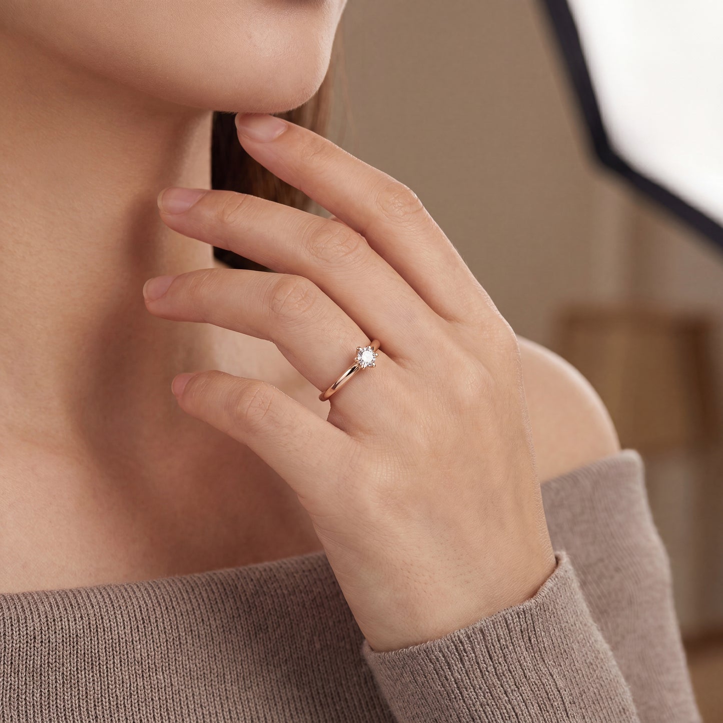 Solitärring Roségold 585 / 14 Karat mit Brill. 0,20 ct Gr. 52 Nr. 6843