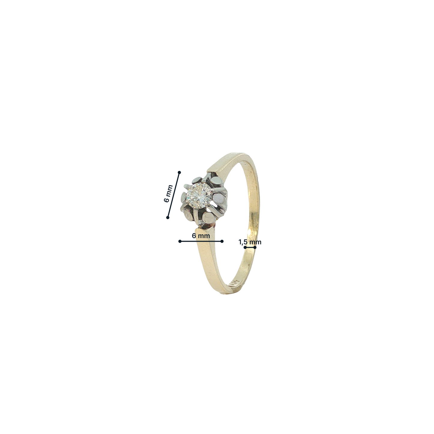 Solitärring Bicolor 585 / 14 Karat mit Brill. Gr. 54 Nr. 7196