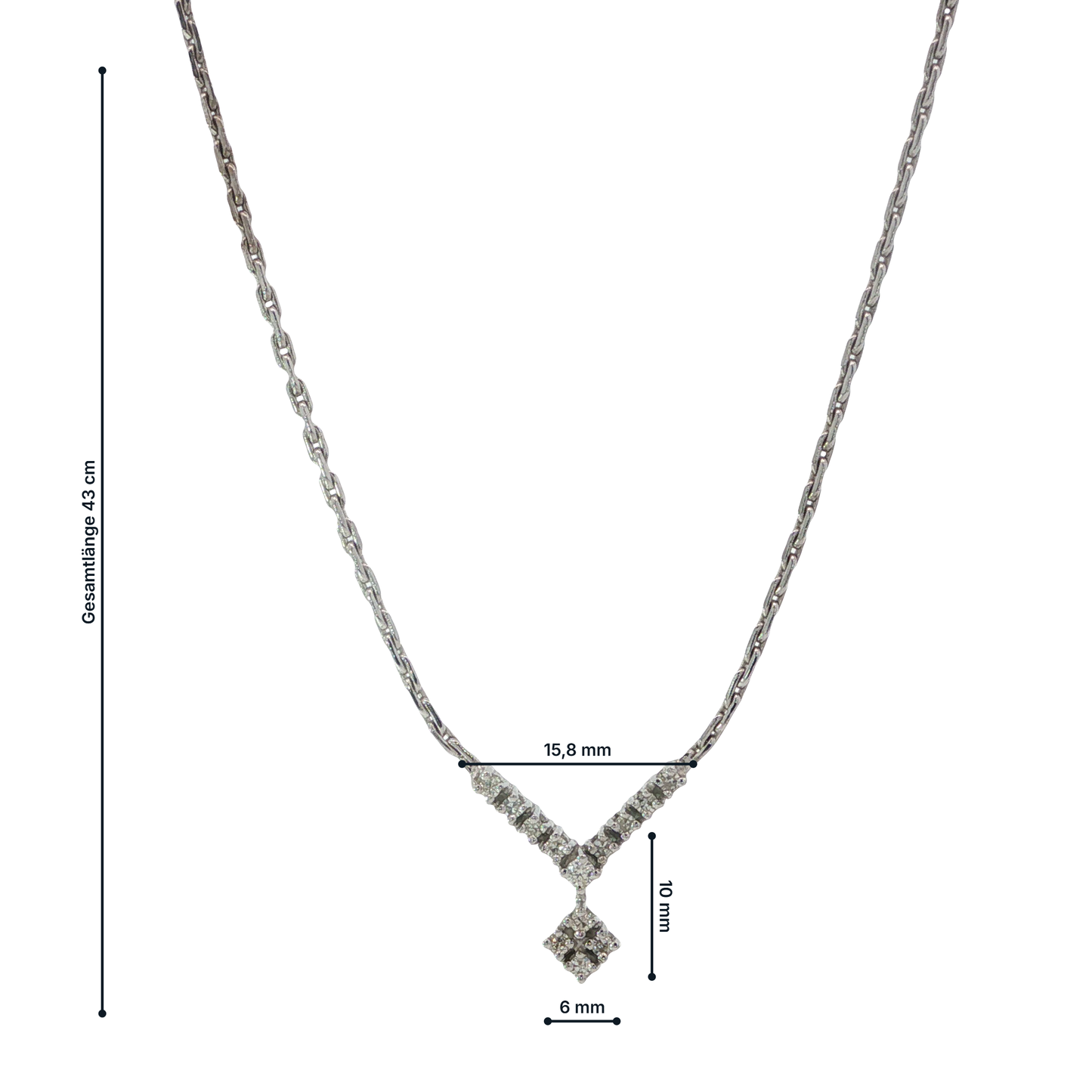 Kette mit Anhänger Weißgold 585 / 14 Karat mitBrill. L: 43 cm Nr. 7128