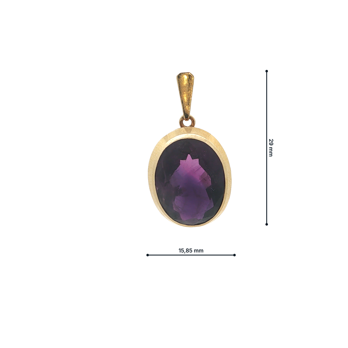 Anhänger Gelbgold 585 / 14 Karat mit Amethyst L: 29 mm Nr: 6931
