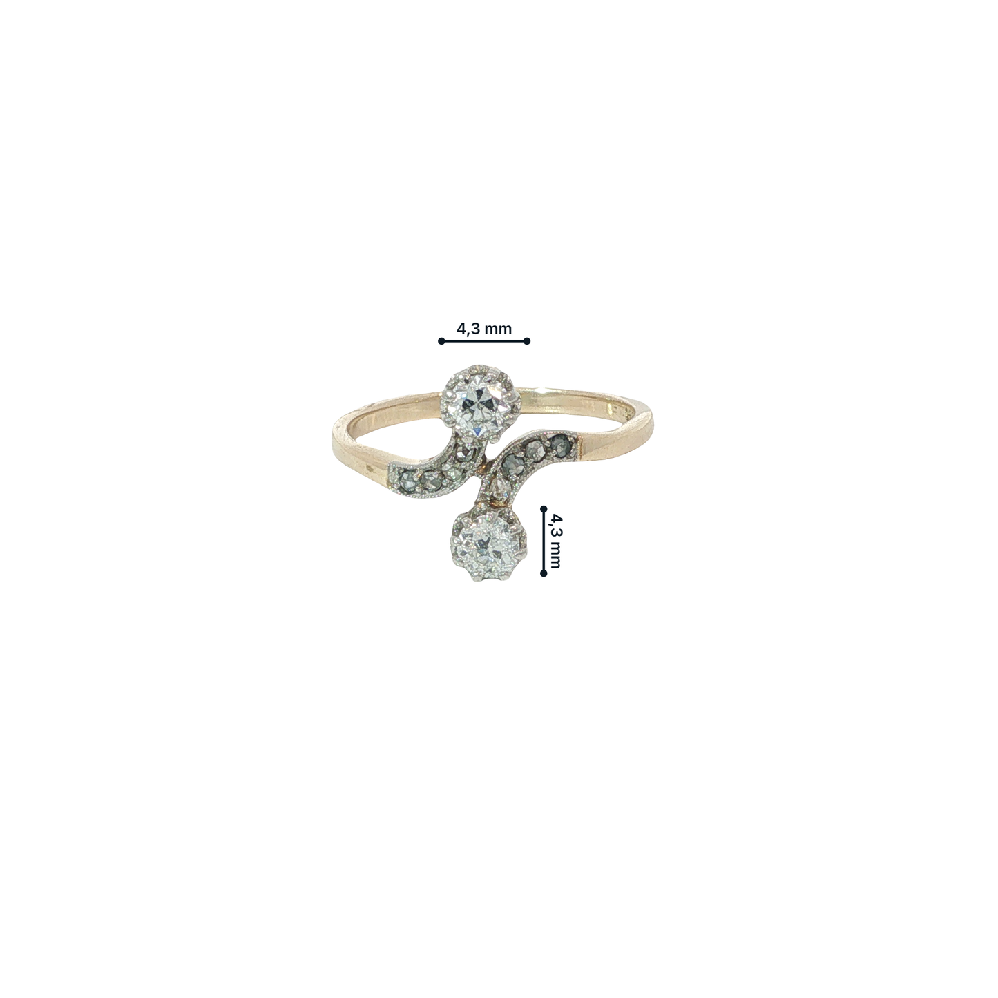 Ring Art-Dekó Bicolor 585 / 14 Karat mir Brill. Gr. 56 Nr. 7055