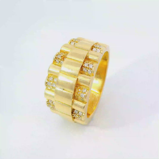Ring Gelbgold 585 / 14 Karat mit weißen Steinen Gr. 65 Nr. 6766