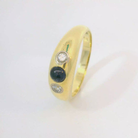 Ring Gelbgold 585 / 14 Karat mit Brill. und Saphir Gr. 68 Nr. 6738