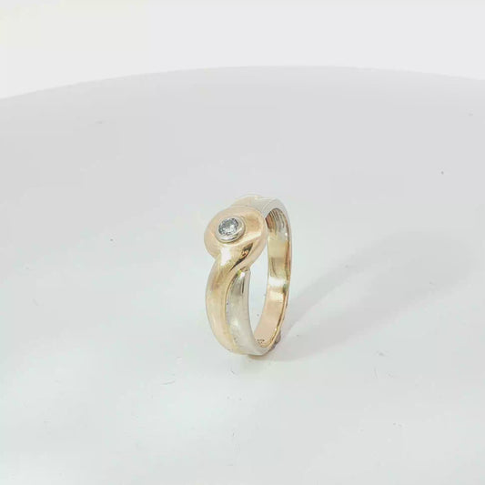 Ring Bicolor 585 / 14 Karat mit Brill. Gr. 55 Nr. 6299