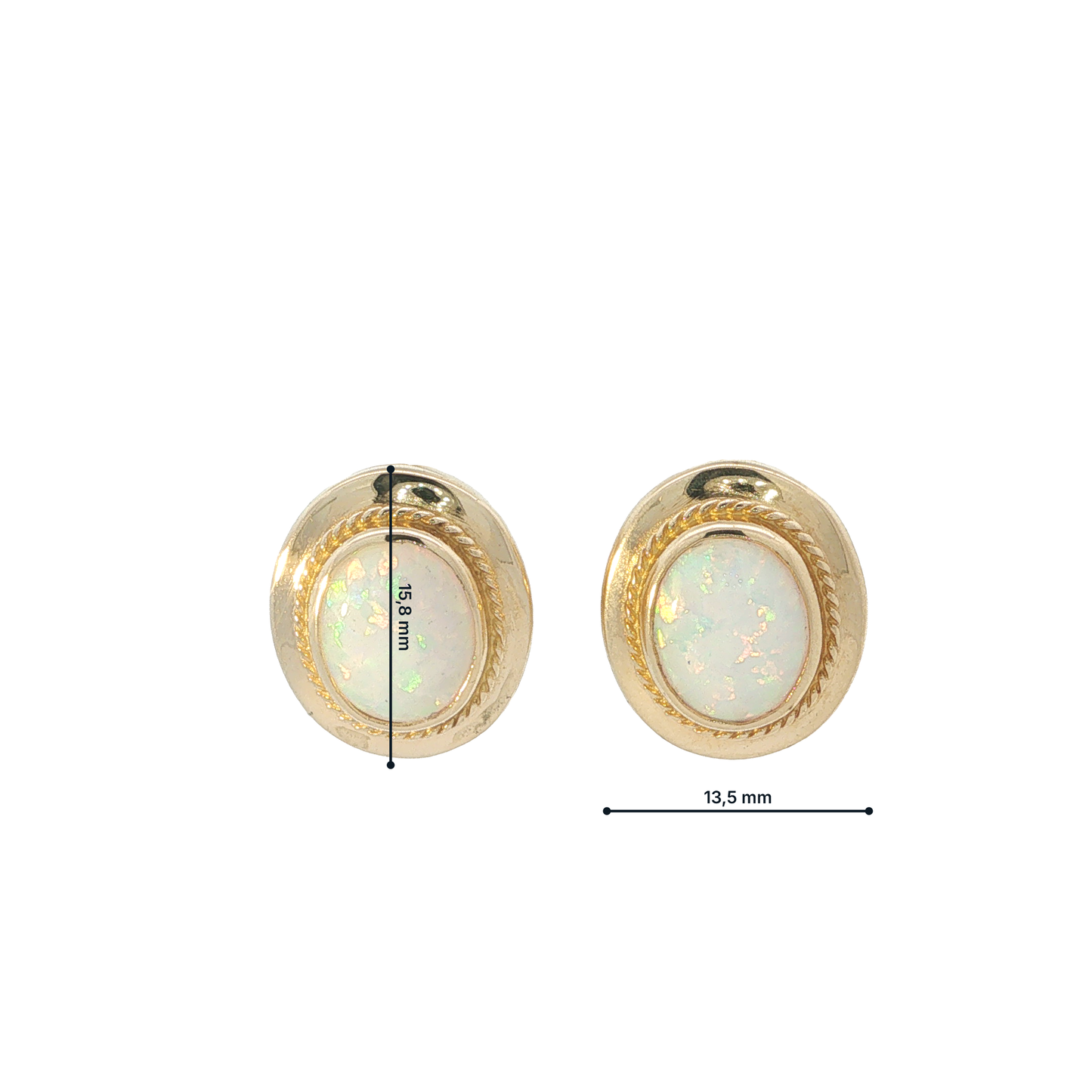 P. Ohrringe Gelbgold 585 / 14 Karat mit Opal L: 15,8 mm Nr. 7252