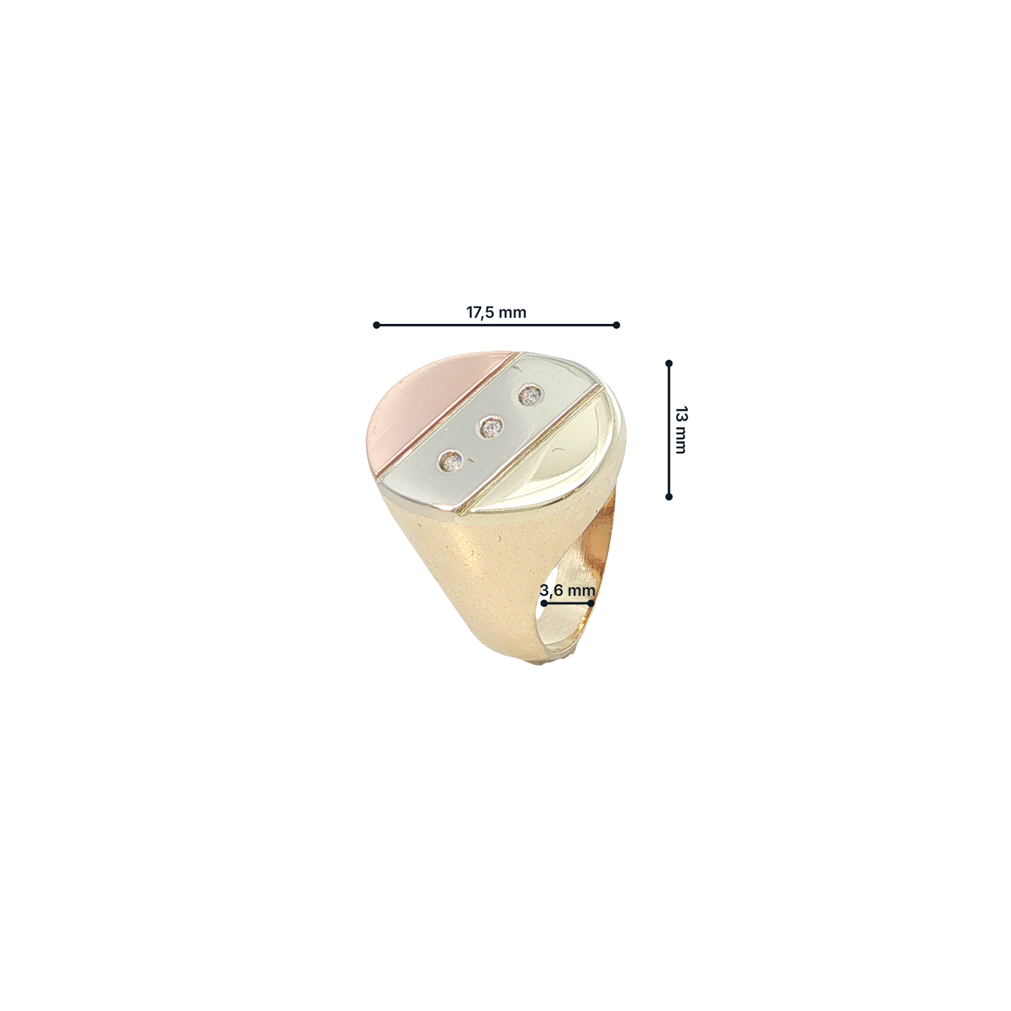Ring Tricolor 585 / 14 Karat Gr. 57,5 Nr. 7110
