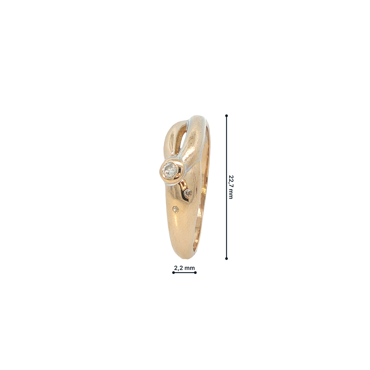 Ring Bicolor 585 / 14 Karat mit Brill. Gr. 59 Nr. 6806