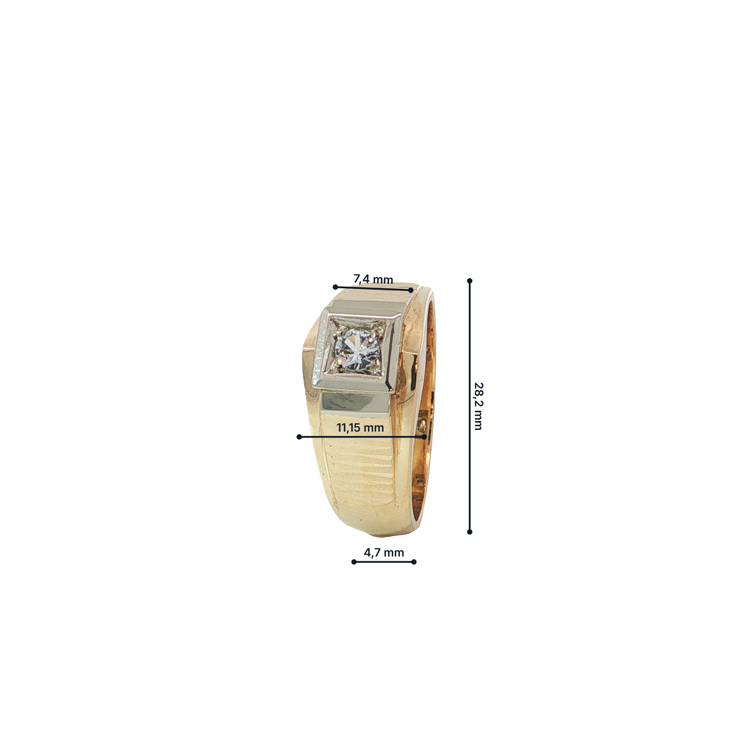 Ring Herren Bicolor 585 / 14 Karat Gr. 66 Nr. 6973