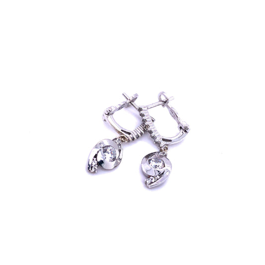 P. Ohrringe Weißgold 585 / 14 K mit Zirkonia Nr. 3232