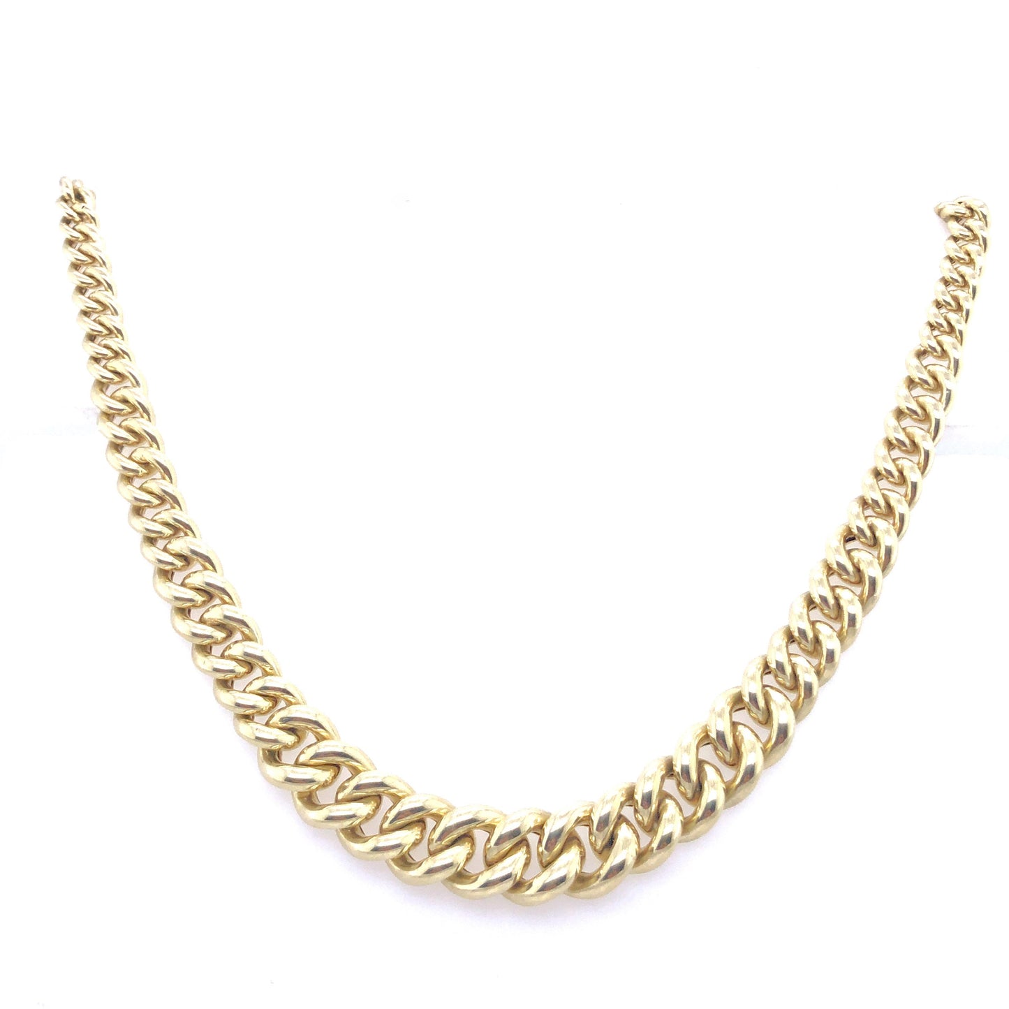Halskette Collier Gold 585 / 14k, wird an der Vorderseite breiter