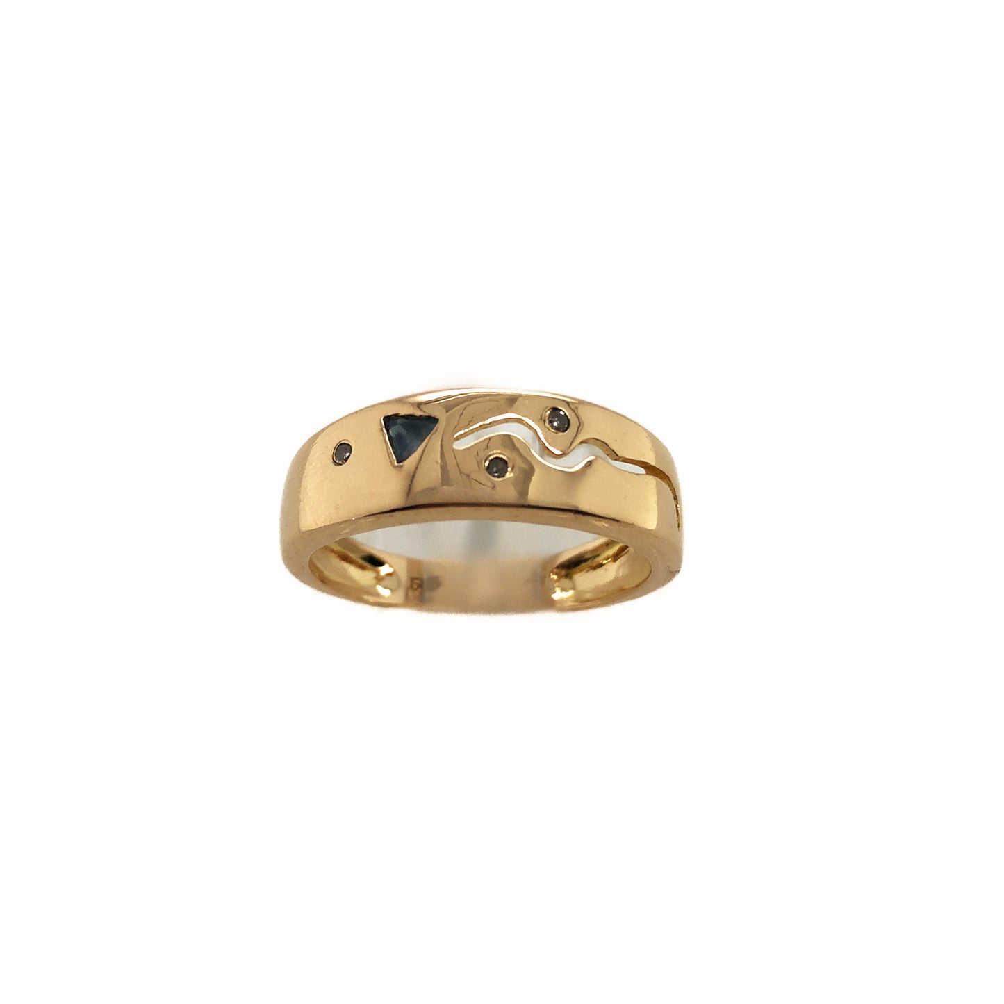 Ring Gold 585 / 14k Gr.56 , Bandring mit Steinen Nr. 3324