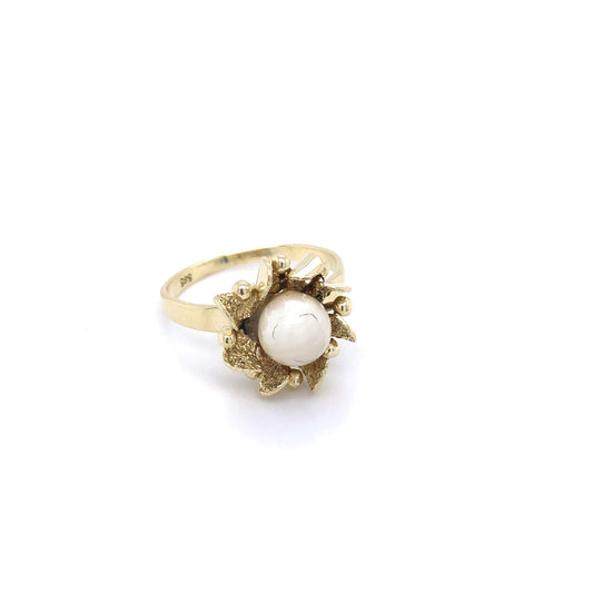 Ring Gold 585 / 14k Gr.50 , Damenring mit Perle Nr. 3489
