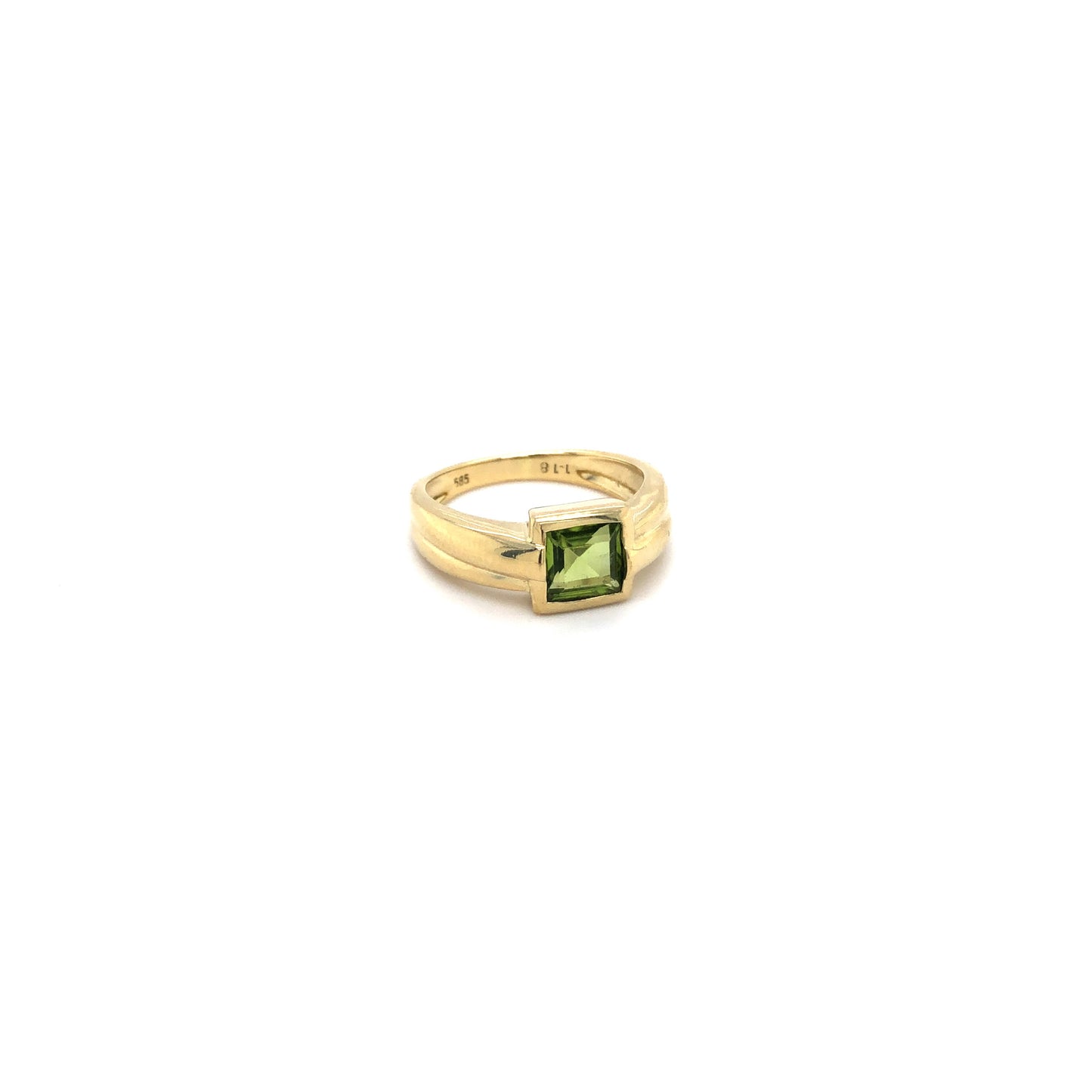 Ring Gold 585 / 14k Damenring mit Farbstein hellgrün , Gr.54