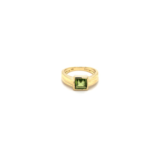 Ring Gold 585 / 14k Damenring mit Farbstein hellgrün , Gr.54 Nr. 3486