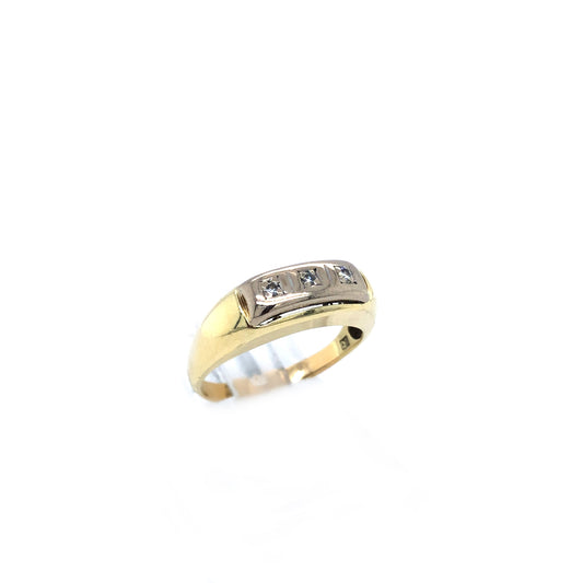 Ring Bicolor 585 / 14 K mit Diamanten Gr.55 Nr. 3108